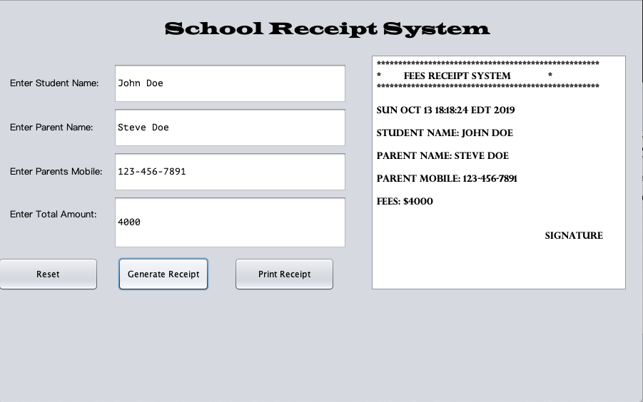Student Receipt Software Jordan Clarke Portfolio